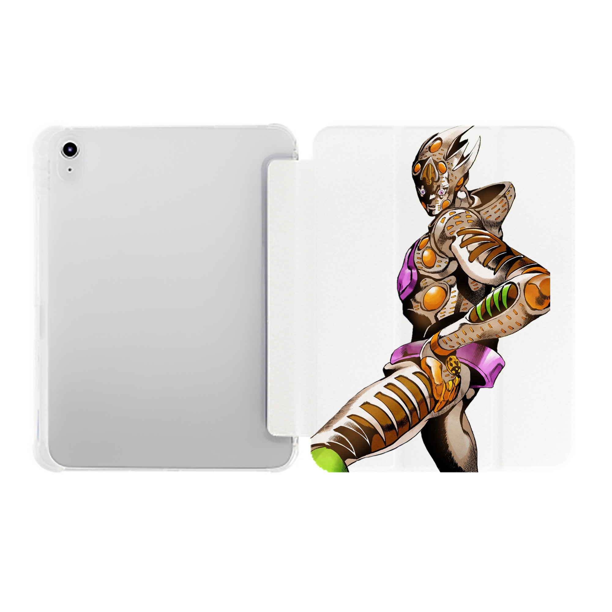 （画像用） ジョジョの奇妙な冒険 ジョルノ?ジョバァーナ JoJo's Bizarre Adventure Giorno Giovanna IPad ケース ペン収納付き 三つ折りスタンド PUレザー×シリコン 対応機種9.5/10.5/10.9インチ